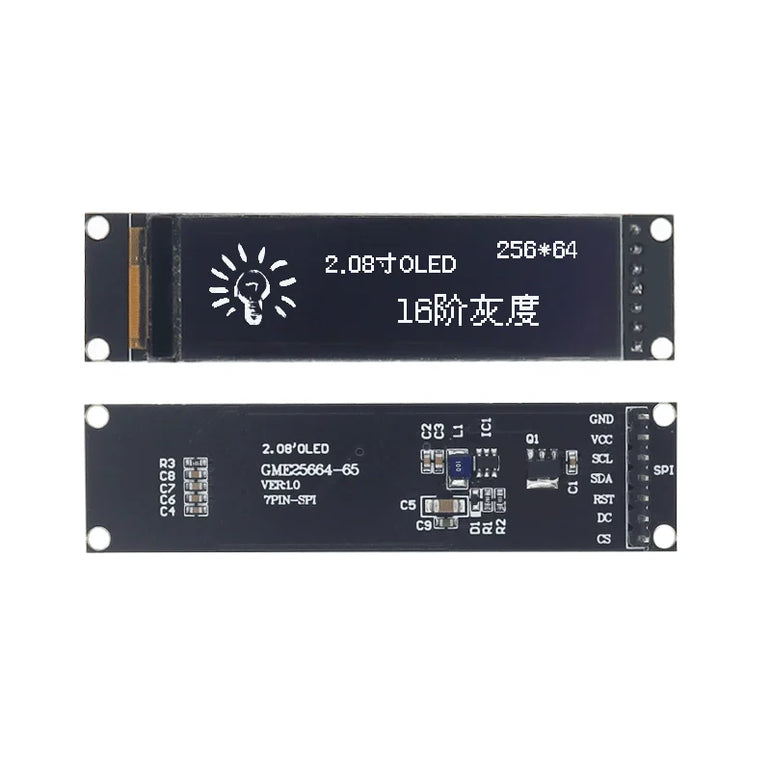 2.08 inch OLED Display 256X64 Pixel 2.08" SH1122 driver OLED LCD Module 7pin SPI Interface White With gray scale adjustment