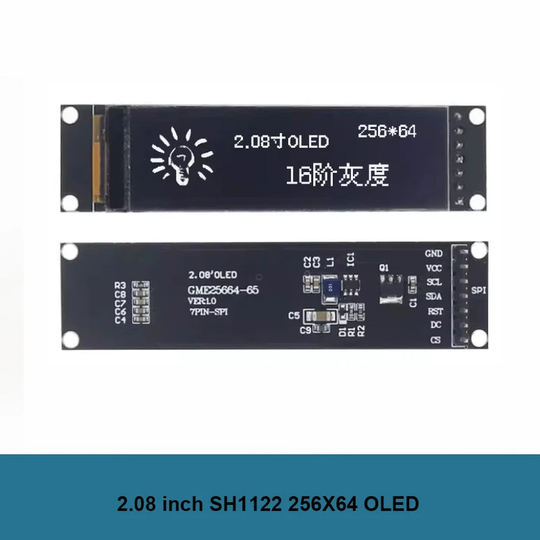 2.08 inch OLED Display 256X64 Pixel 2.08" SH1122 driver OLED LCD Module 7pin SPI Interface White With gray scale adjustment