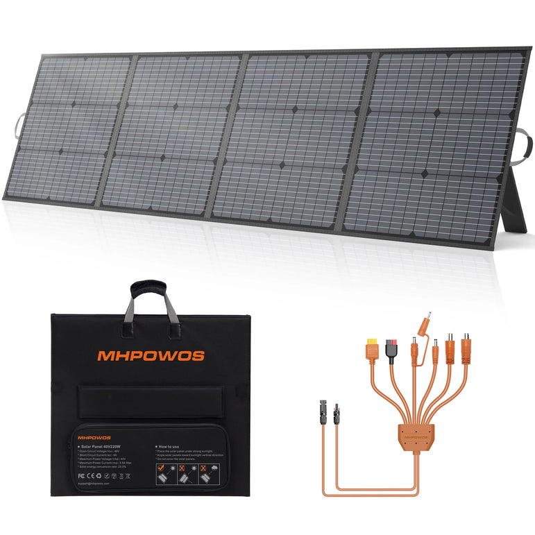 MHPOWOS 40V 220W Foldable Solar Panel, Waterproof IP67 Mobile Solar Charger for Power Supply, Laptop, Solar Generator, Fishing