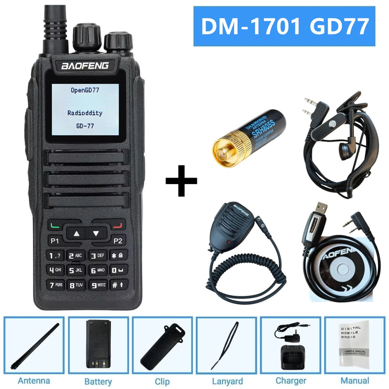 1701 open gd77 Baofeng Digital Walkie Talkie Dual Mode DMR Analog Two Way Radio Dual Time slot Tier 1+2 Dr 1801