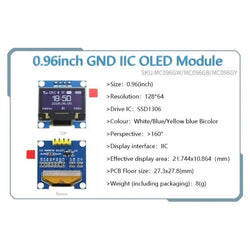 OLED 0.91 inch/0.96 inch/1.3 inch OLED display module IIC I2C SPI 128X64 I2C SSD1306 12864 LCD  White word