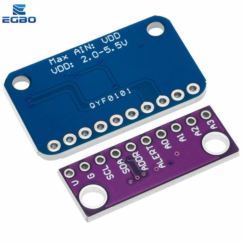 1PCS~10PCS EGBO 12 Bit/16 Bit I2C ADS1115 ADS1015  Module ADC 4 channel with Pro Gain Amplifier for Arduino RPi Purple Blue
