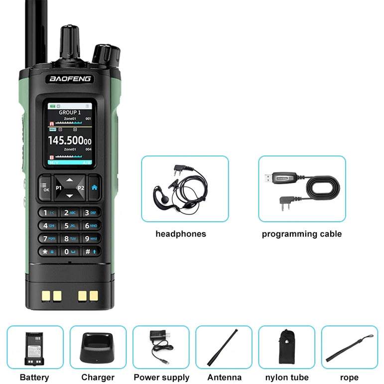New BAOFENG UV-32 Walkie Talkie GPS 10W Bluetooth APP Programming Multi Band Wireless Copy Frequency Type-C UV32 Ham 2 Way Radio