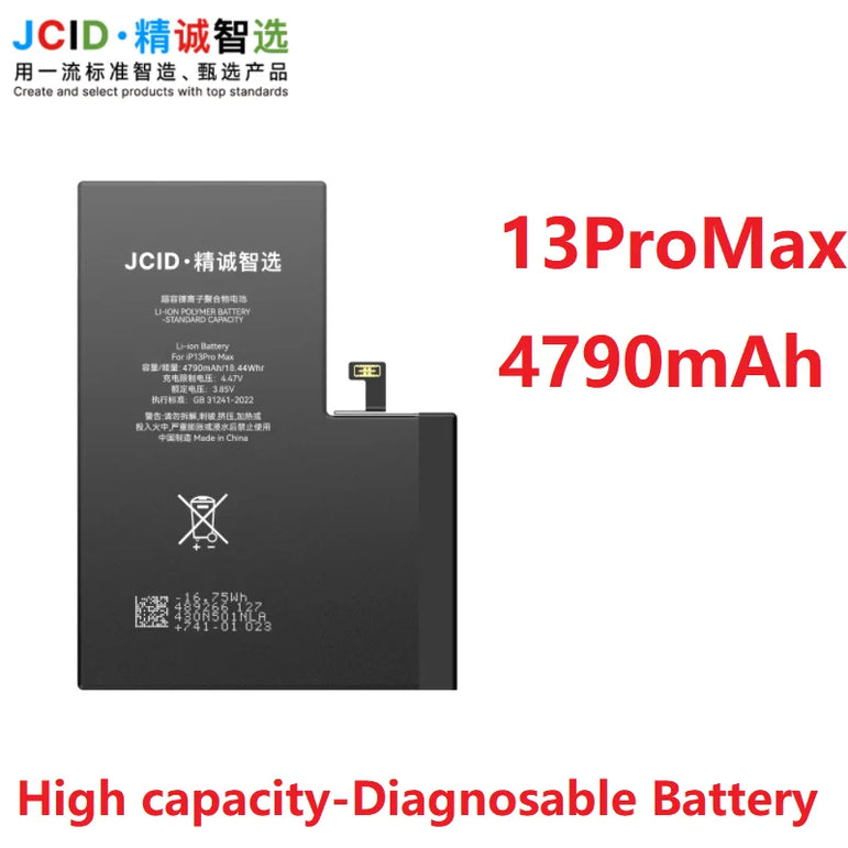 JCID Diagnostic Battery High Capacity For Iphone 12 13 14 100% Heath Visible New 0-cycle No Pop Up Used Genuine Parts On IOS 18