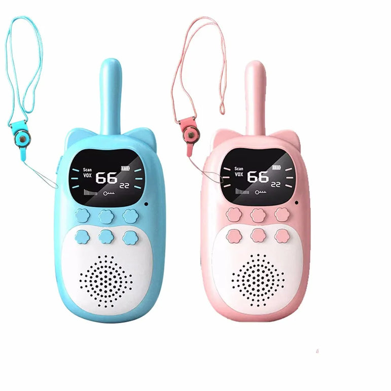 2PCS Kids Mini Walkie Talkie Rechargeable 1000mAh Handheld 0.5W 3km Radio Transceiver Interphone Child Christmas Toys Gifts