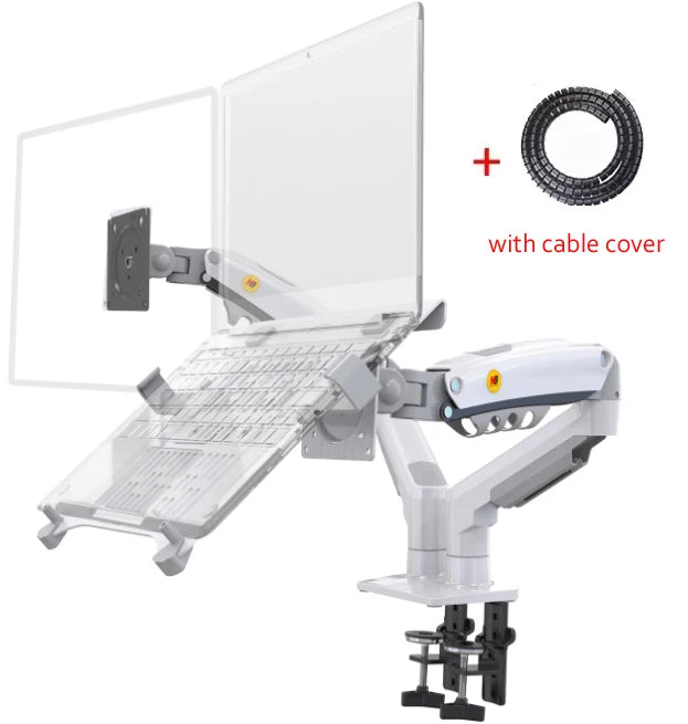 Northbayou F160-FP 10"-17" laptop mount 360 rotate 10"-27" air press full motion gas spring 10"-27" two monitor clamp desk