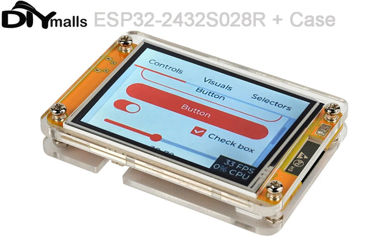 2.8" ESP32-2432S028R ESP32 Display ILI9341 Resistive Touchscreen TFT LCD Module ESP-WROOM-32 Development Board + Acrylic Case