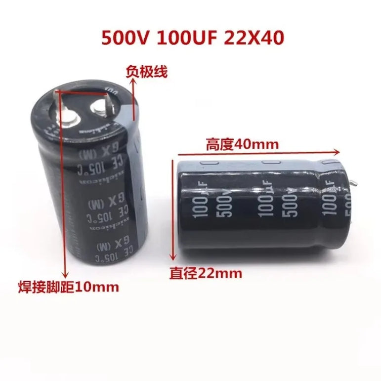 2Pcs/10Pcs 100uF 500V Nichicon GX/LQ 22x40mm 500V100uF Snap-in PSU Capacitor LGX2H101MELZ40