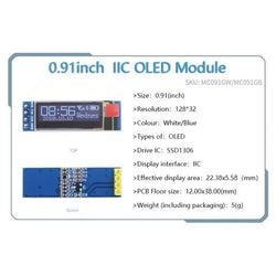 OLED 0.91 inch/0.96 inch/1.3 inch OLED display module IIC I2C SPI 128X64 I2C SSD1306 12864 LCD  White word