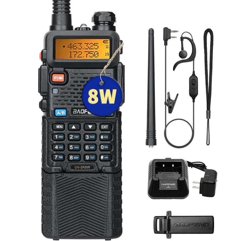 BAOFENG UV-5R 8W/5W 3800mAh High Power Ham Radio VHF&UHF Portable Two Way Radio Long Range Rechargeable Handheld Radio CB Radio