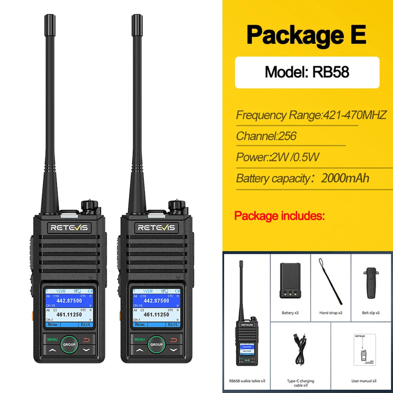 Retevis RB658 Walkie Talkie APP Control Long Range Walkie-talkie Bluetooth 5.0 UHF Professional Communication Radio for Camping