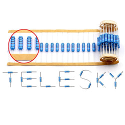 20pcs 3W Metal Film Resistor 1% 1Ω - 1MΩ 10 47 100 120 150 220 300 330 470 910 1K 2.2K 4.7K 10K 15K 20K 47K 100K 220K 470K ohm
