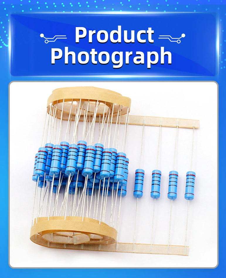 20pcs 3W Metal Film Resistor 1% 1Ω - 1MΩ 10 47 100 120 150 220 300 330 470 910 1K 2.2K 4.7K 10K 15K 20K 47K 100K 220K 470K ohm