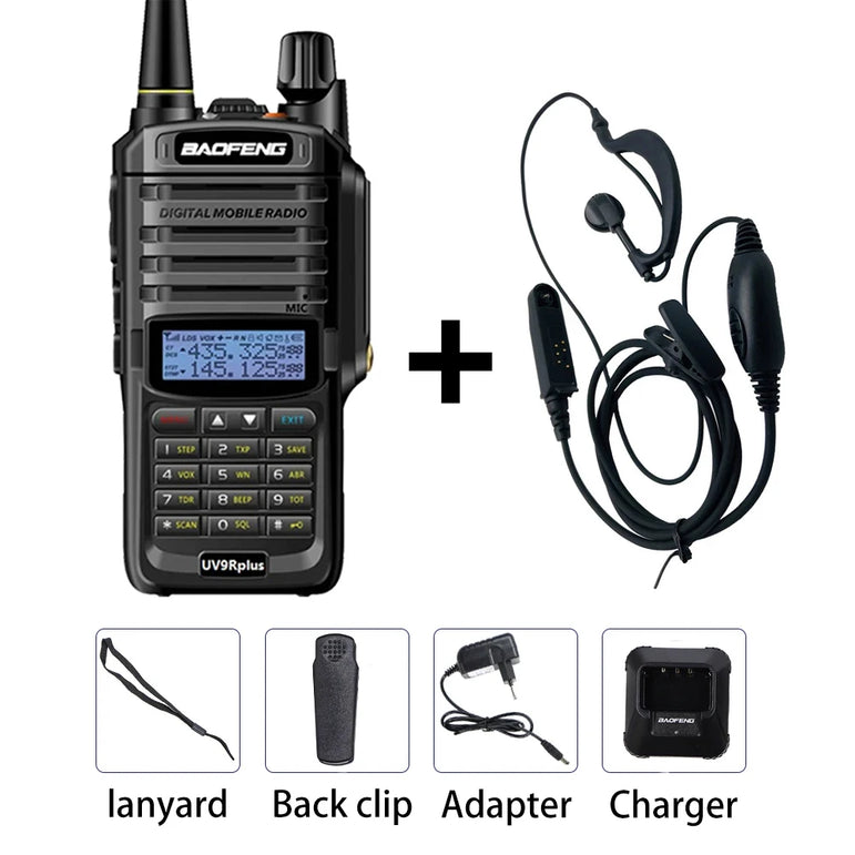 Baofeng UV-9R Plus IP68 Dual Band Waterproof Walkie Talkie 10KM Long Range Portable HF Transceiver CB Hunting Ham Radio