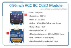 OLED 0.91 inch/0.96 inch/1.3 inch OLED display module IIC I2C SPI 128X64 I2C SSD1306 12864 LCD  White word