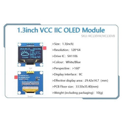 OLED 0.91 inch/0.96 inch/1.3 inch OLED display module IIC I2C SPI 128X64 I2C SSD1306 12864 LCD  White word