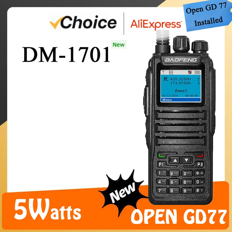 Baofeng Walkie Talkie DM-1701 DMR Dual Mode Analog and Digital Radios Tier 1&2 Dual-Time Slot DM1701 Ham Dual-Band DM-1801 DM-5R