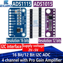 1PCS~10PCS EGBO 12 Bit/16 Bit I2C ADS1115 ADS1015  Module ADC 4 channel with Pro Gain Amplifier for Arduino RPi Purple Blue