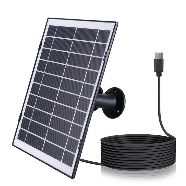 30W Solar Panel for Security Camera Micro USB/USB-C/DC5521 360°Adjustable Mount IP65 Waterproof for EufyCam/Wyze Cam