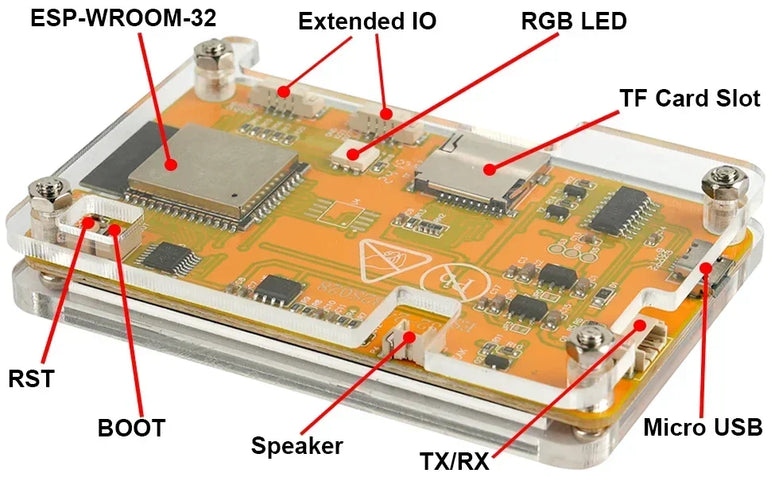 2.8" ESP32 Display ILI9341 Resistive Touchscreen TFT LCD Module ESP-WROOM-32 Development Board + Acrylic Case ESP32-2432S028R