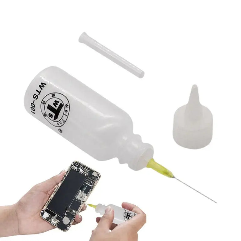 WTS-001 50ml Needle Tip Plastic Rosin Bottle Cleaning Liquid Flux AlcoholOil Dispenser Plastic Hand Bottle Cleaner DIY Repair