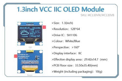 OLED 0.91 inch/0.96 inch/1.3 inch OLED display module IIC I2C SPI 128X64 I2C SSD1306 12864 LCD  White word