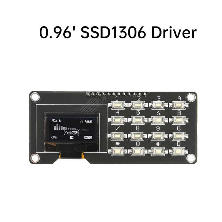 0.96 inch/1.3 inch LCD Screen Board OLED Display Module IIC White SH1106 SSD1306 SSD1315 with 4x4 Key Matrix Keypadfor Arduino