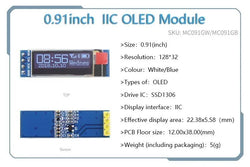 OLED 0.91 inch/0.96 inch/1.3 inch OLED display module IIC I2C SPI 128X64 I2C SSD1306 12864 LCD  White word