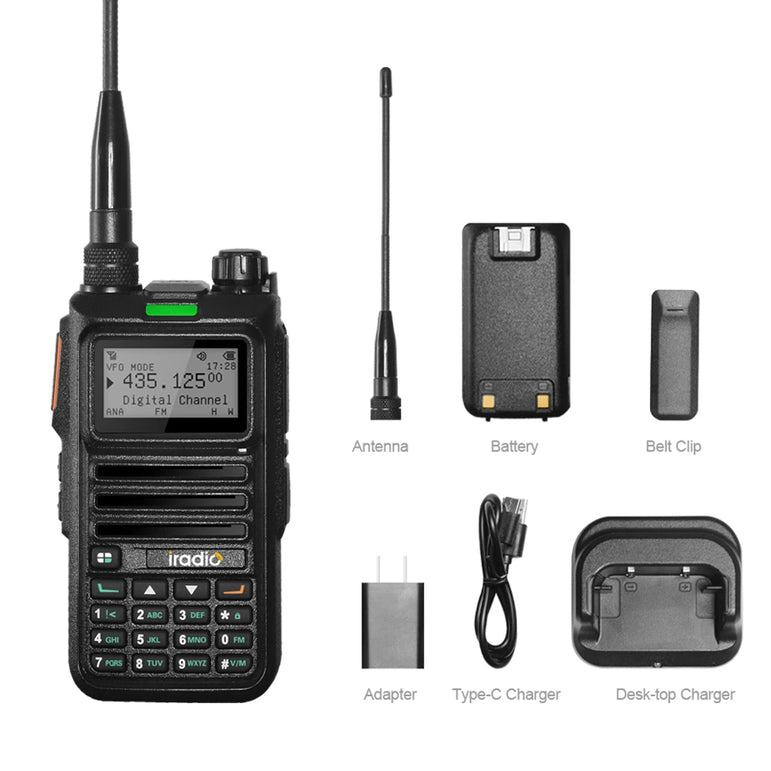 Iradio DM-UV4R DMR Radio Digital Walkie Talkie Dual Mode Dual Time Slot Two Way Radio 1024 Channels UHF VHF Communication Radio