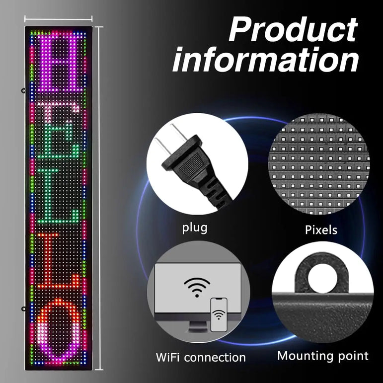 Programmable LED Board RGB Full Color Sign 1000 x190x55mm LED Sign Display with High Perfect Resolution and New SMD Technology
