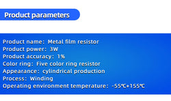 20pcs 3W Metal Film Resistor 1% 1Ω - 1MΩ 10 47 100 120 150 220 300 330 470 910 1K 2.2K 4.7K 10K 15K 20K 47K 100K 220K 470K ohm