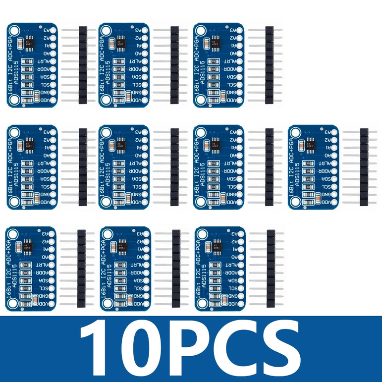 1PCS~10PCS EGBO 12 Bit/16 Bit I2C ADS1115 ADS1015  Module ADC 4 channel with Pro Gain Amplifier for Arduino RPi Purple Blue