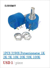 3590S Multiturn Potentiometer 500 1K 2K 5K 10K 20K 50K 100K ohm Potentiometer Adjustable Resistor 3590 102 202 502 103