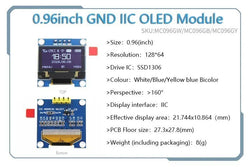 OLED 0.91 inch/0.96 inch/1.3 inch OLED display module IIC I2C SPI 128X64 I2C SSD1306 12864 LCD  White word