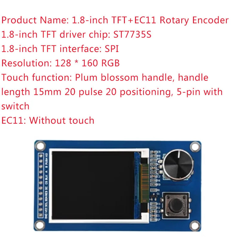 0.96/1.3/1.8/2.4-inch OLED display screen with matrix 4 key interfaces/EC11 rotary encoder combination module IIC/SPI interface