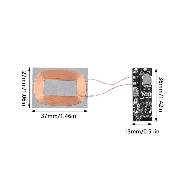 3W 600mA/5W 1A Wireless Charging Receiver Module Small Coil Built-in 5V Charging Wireless Charger PCBA Board