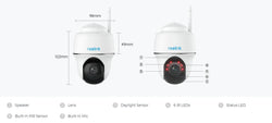 Reolink Argus 3MP PT WiFi Security Camera Outdoor Solar/Battery Powered IP Cam Wireless Pan Tilt Surveillance Cameras