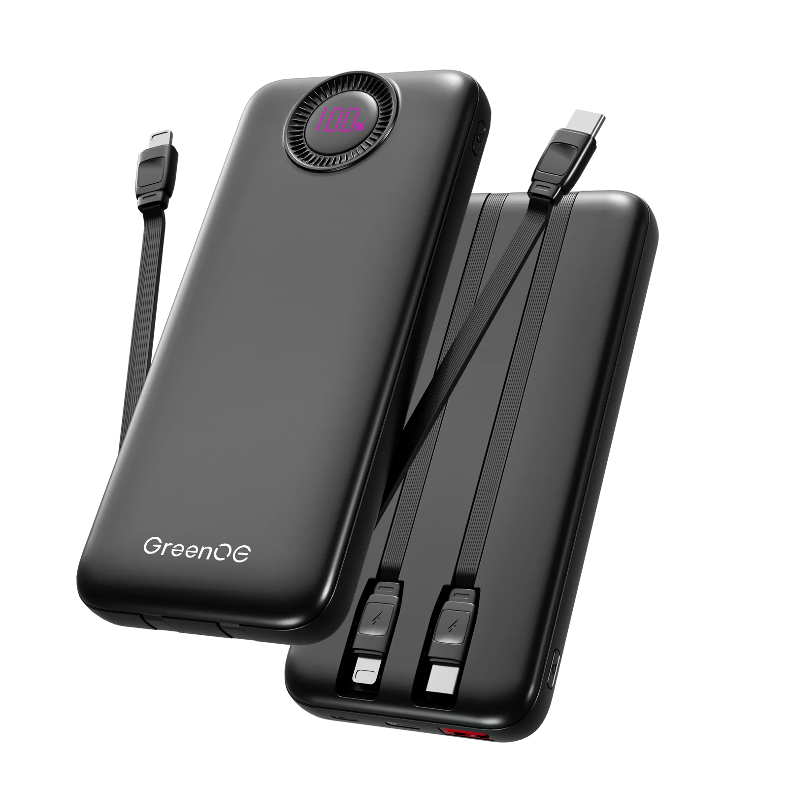 10000mAh 22.5W Portable Charger with Built in Cables 4 Outputs 2 Inputs 5V/3A Fast Charging Power Bank for iPhone Android iPad