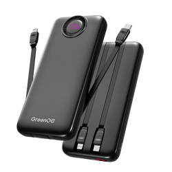 10000mAh 22.5W Portable Charger with Built in Cables 4 Outputs 2 Inputs 5V/3A Fast Charging Power Bank for iPhone Android iPad