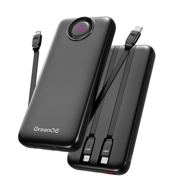10000mAh 22.5W Portable Charger with Built in Cables 4 Outputs 2 Inputs 5V/3A Fast Charging Power Bank for iPhone Android iPad
