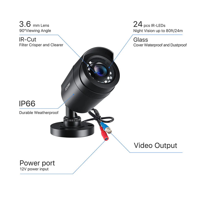 ZOSI 1080P 4 Pack HD TVI Security Cameras Outdoor Indoor Weatherproof Bullet Surveillance Camera for Analog CCTV DVR System