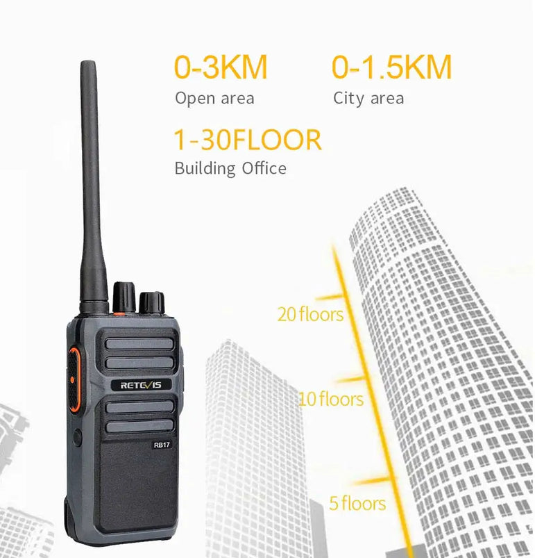 RETEVIS Walkie Talkie PMR RB617 Two-way Radio ht Communicator RB17 PTT Walkie-Talkies 2 pcs 4400mAh for Hunting Hotel Restaurant