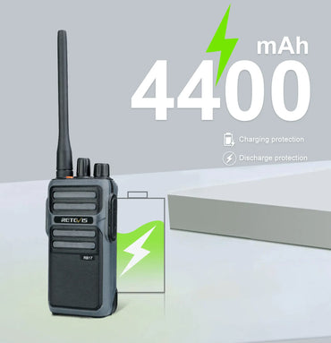 RETEVIS Walkie Talkie PMR RB617 Two-way Radio ht Communicator RB17 PTT Walkie-Talkies 2 pcs 4400mAh for Hunting Hotel Restaurant