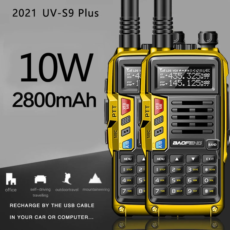 1/2PCS BaoFeng UV-S9 PLUS Waterproof Walkie Talkie 10W Powerful CB Radio Long Range Portable Two Way Radio for hunting travel