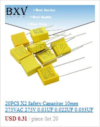 10PCS 275VAC Capacitor X2 Series 0.01UF ~ 2.2UF Polypropylene Film Capacitor New 10nf 100nf 150nf 200nf 680nf 470nf 1UF