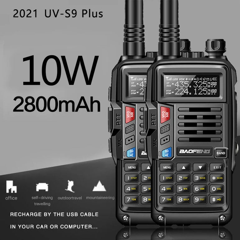 1/2PCS BaoFeng UV-S9 PLUS Waterproof Walkie Talkie 10W Powerful CB Radio Long Range Portable Two Way Radio for hunting travel