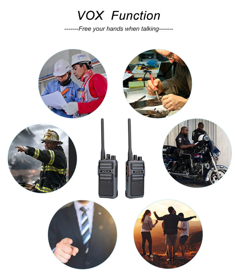 RETEVIS Walkie Talkie PMR RB617 Two-way Radio ht Communicator RB17 PTT Walkie-Talkies 2 pcs 4400mAh for Hunting Hotel Restaurant