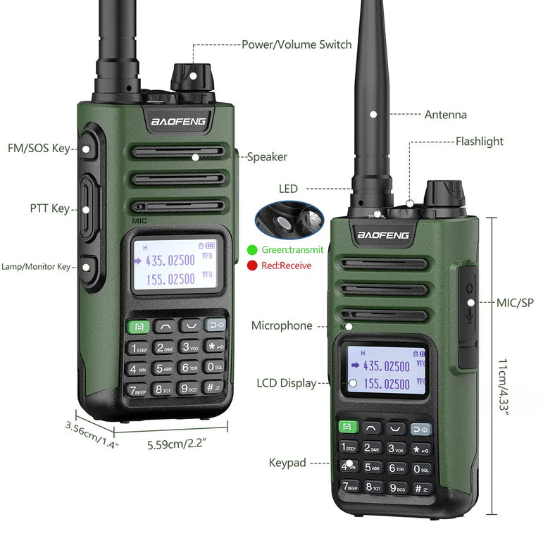 2PCS BAOFENG UV13 Pro V2 10W Waterproof Walkie Talkie UHF/VHF Dual Band UV13PRO with Typ-C Cable Upgrade of UV-10R Two Way Radio