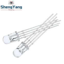 TZT 10pcs Multicolor 4pin 5mm RGB Led Diode Light Lamp Tricolor Round Common Anode LED F5 Light Emitting Diode Red Green Blue