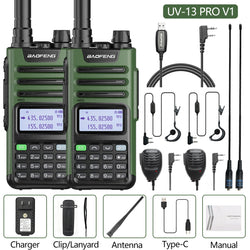 2PCS BAOFENG UV13 Pro V2 10W Waterproof Walkie Talkie UHF/VHF Dual Band UV13PRO with Typ-C Cable Upgrade of UV-10R Two Way Radio